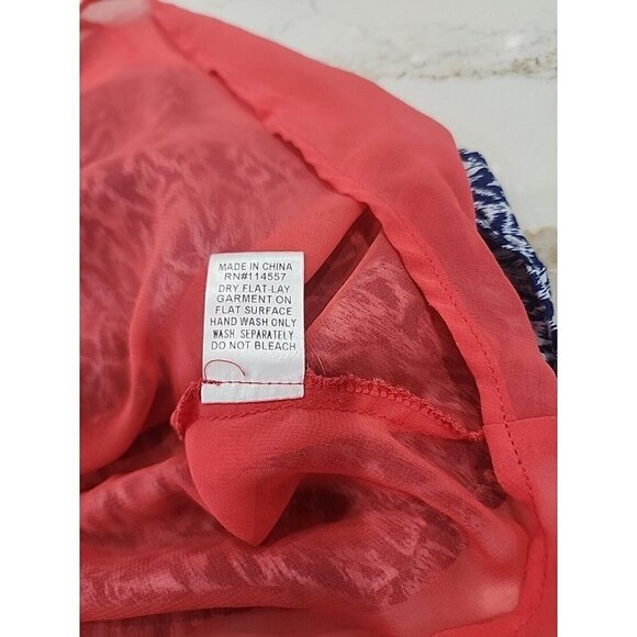 THML Women Blue Print Tank Top Layered Blouse With Embroidery Xsmall XS - Picture 8 of 8